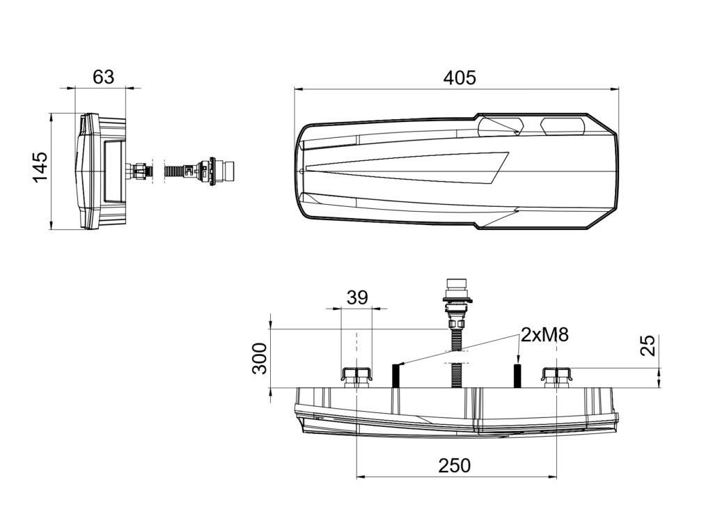 Feu arrière combiné MAVIC LZD 3195/AMP (droit) – triangle réfléchissant, 4 connecteurs Superseal + AMP 7 broches